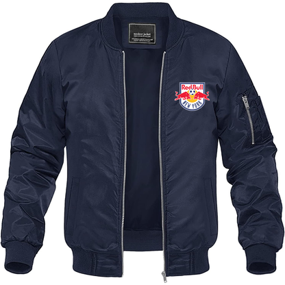 Men's New York Red Bulls FC Lightweight Bomber Jacket Windbreaker Softshell Varsity Jacket Coat
