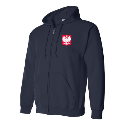 Men's Poland National Soccer Team Zipper Hoodie