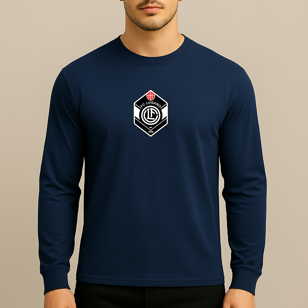 Men's FC Lugano Soccer Logo Long Sleeve T-Shirt