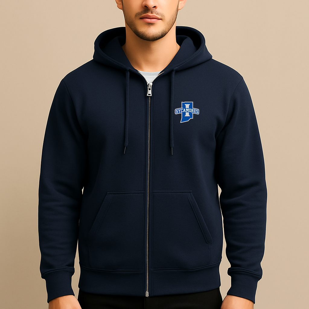 Men's Indiana State Sycamores Logo Zipper Hoodie