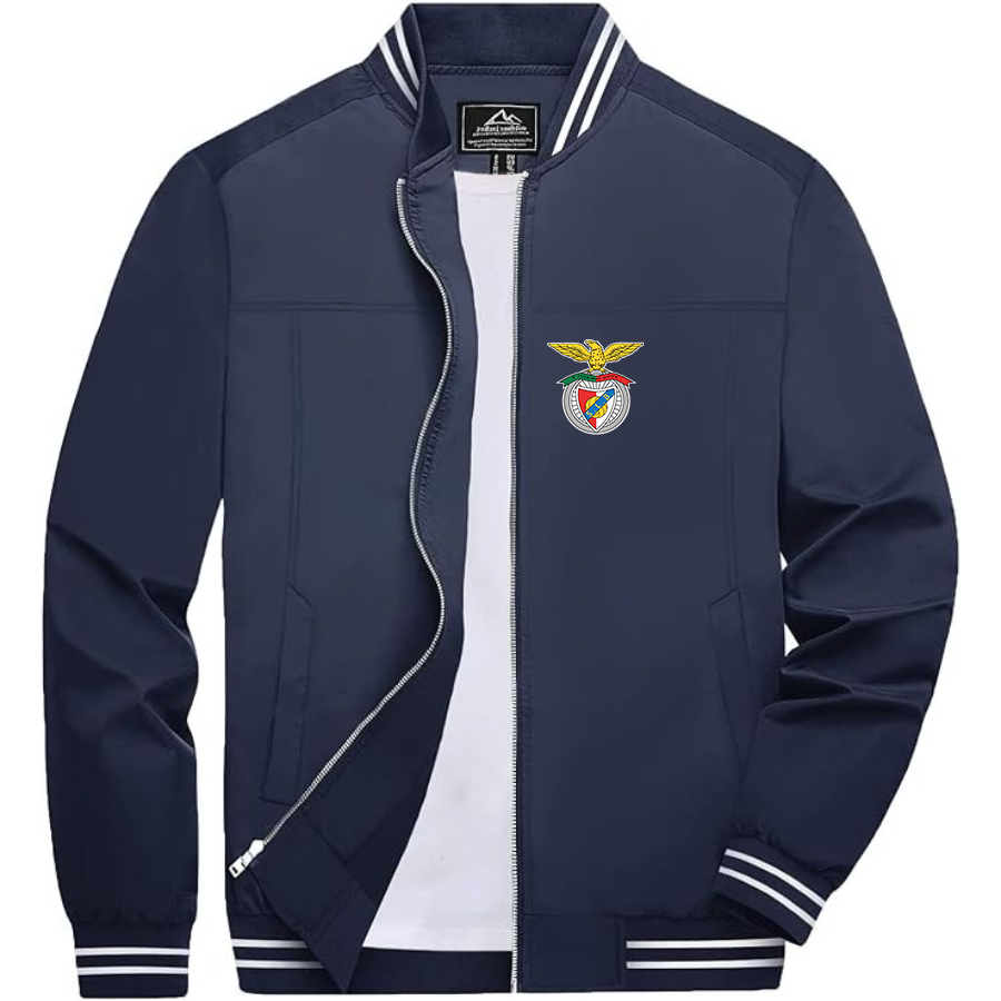 Men’s SL Benfica FC Lightweight Zip-Up Bomber Jacket with Ribbed Collar and Cuffs - Versatile Casual Outerwear