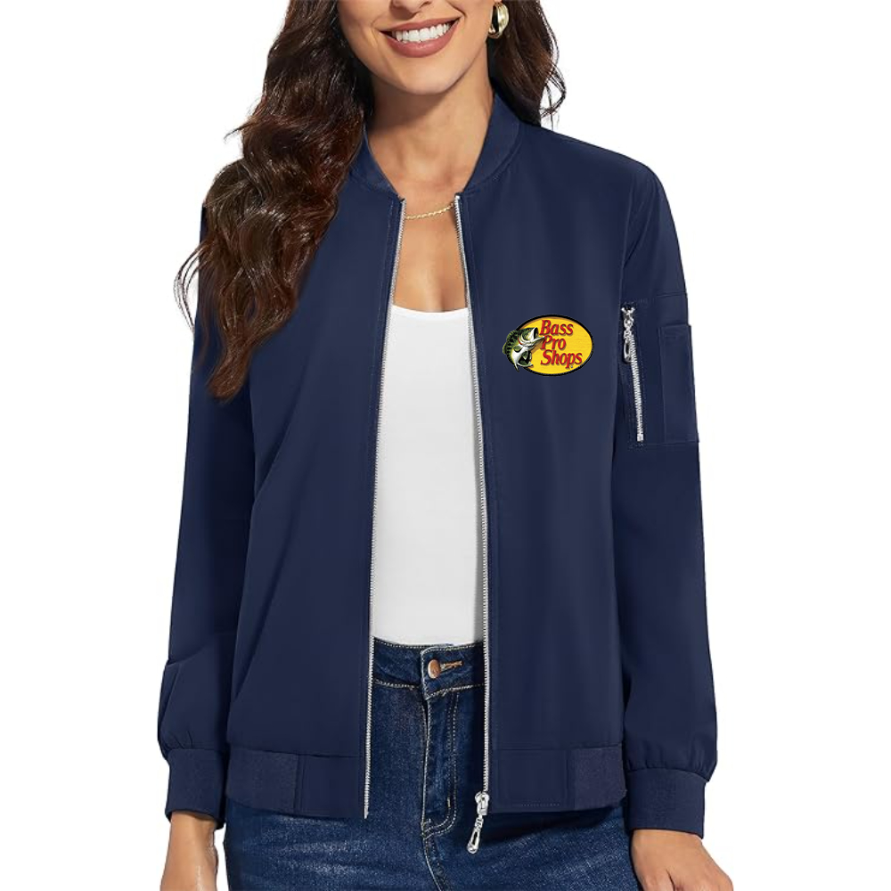 Women's Bass Pro Shops Logo  Premium Bomber Jacket with Polished Detailing and Functional Sleeve Pocket Modern Luxury Outerwear