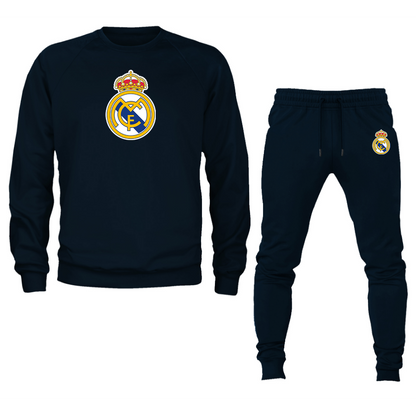 Men’s Real Madrid Soccer Logo Crewneck Sweatshirt Joggers Suit