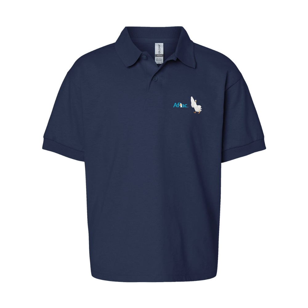 Youth Aflac Logo and Duck Gildan Dry Blend Jersey Polo