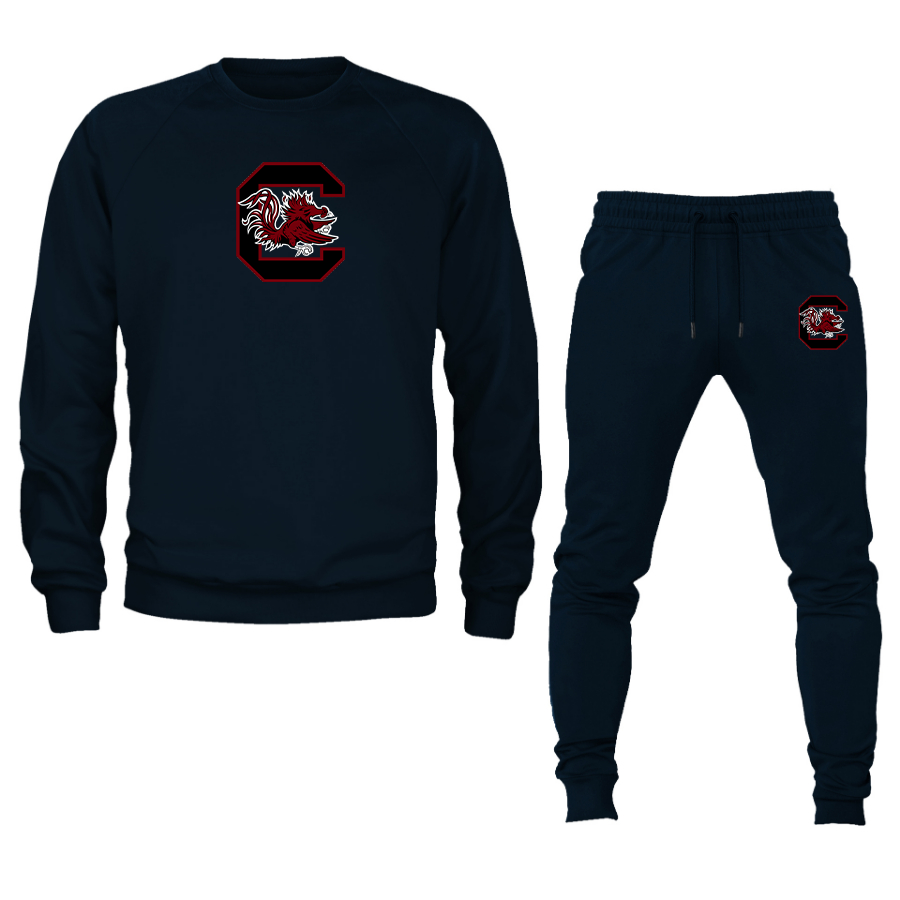 Men's South Carolina Gamecocks Logo Crewneck Sweatshirt Joggers Suit