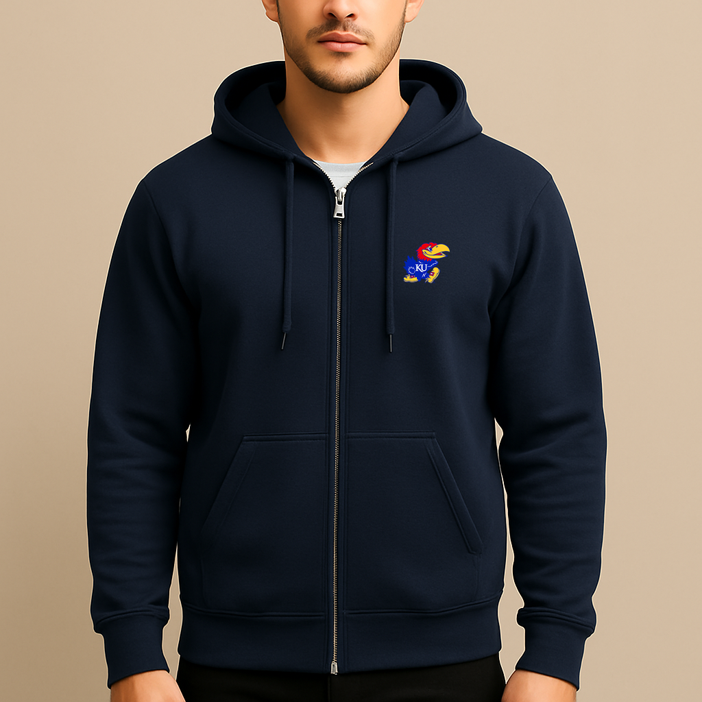 Men's Kansas Jayhawks Logo  Zipper Hoodie