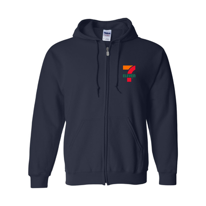 Men's 7 Eleven Logo Gildan  Heavy Blend Full Zip Hooded Sweatshirt