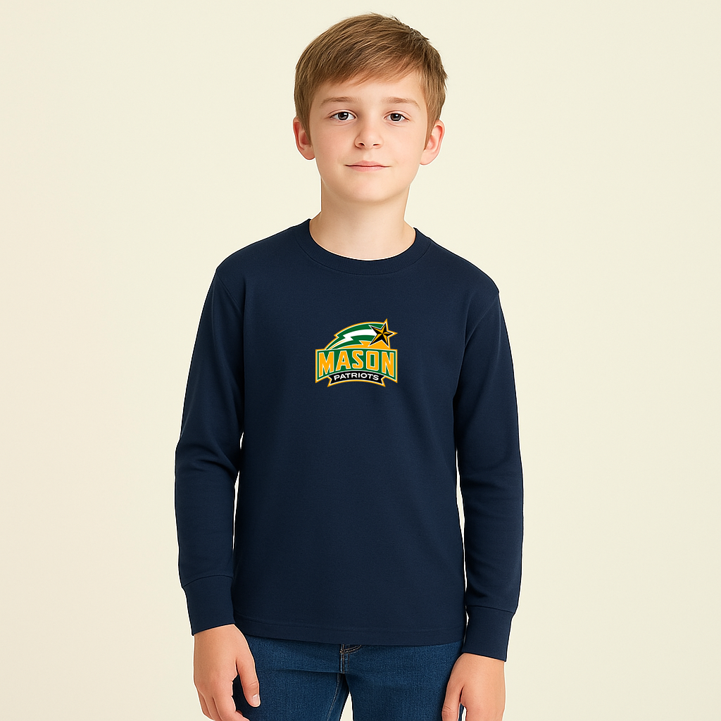 Youth George Mason Patriots Logo Cotton Long Sleeve T-Shirt