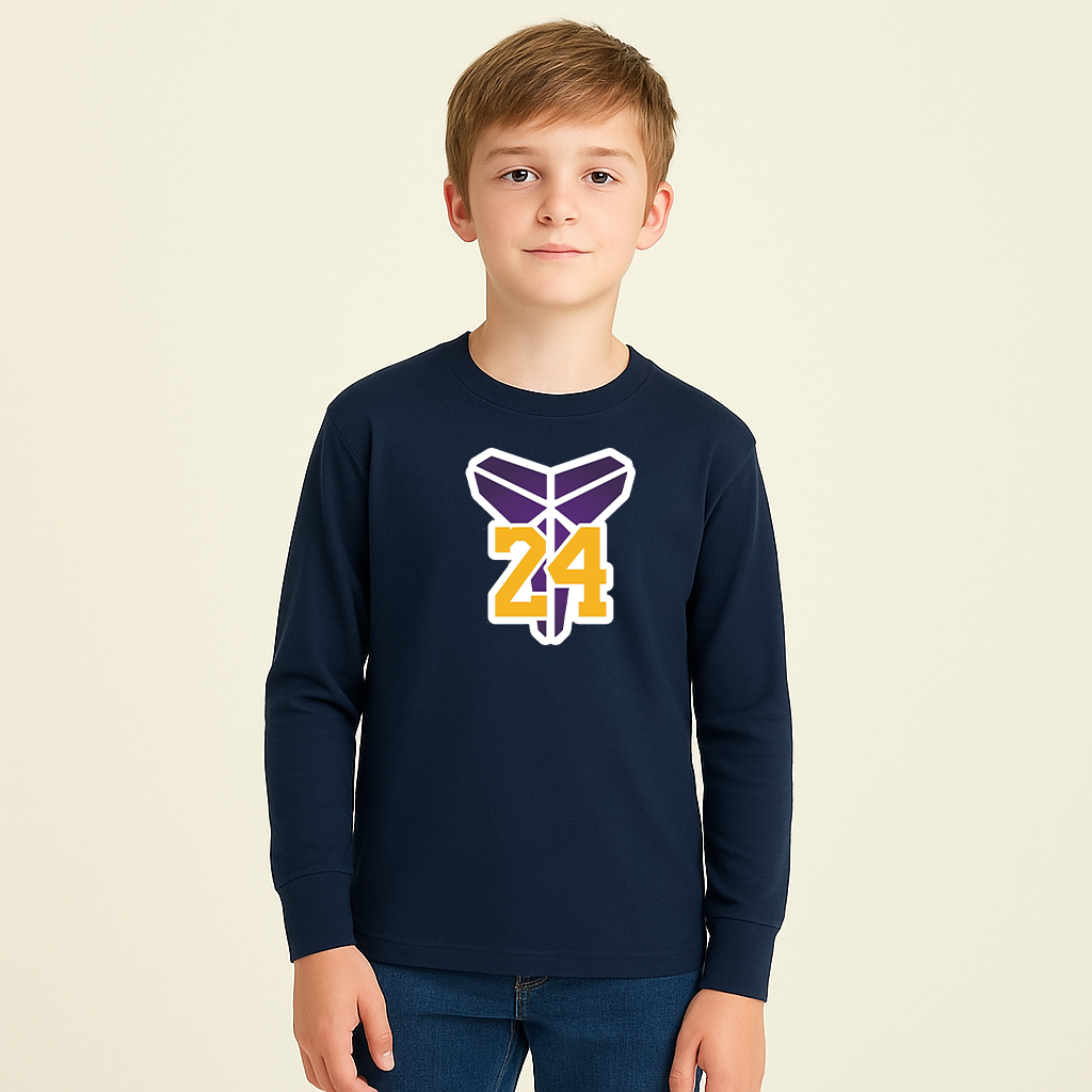 Youth Kids Kobe Bryant Mamba 24 Long Sleeve T-Shirt