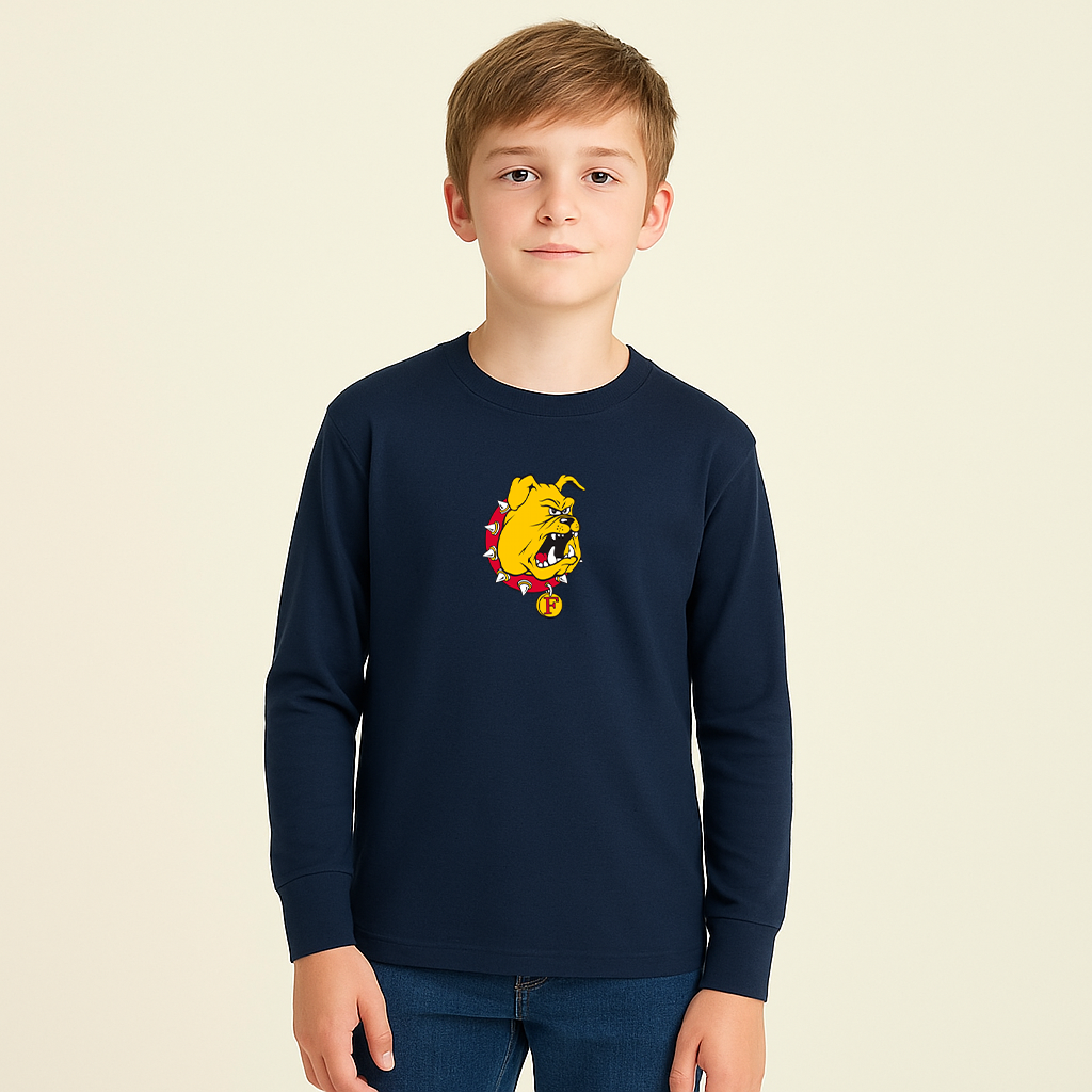 Youth Ferris State Bulldogs Logo Cotton Long Sleeve T-Shirt
