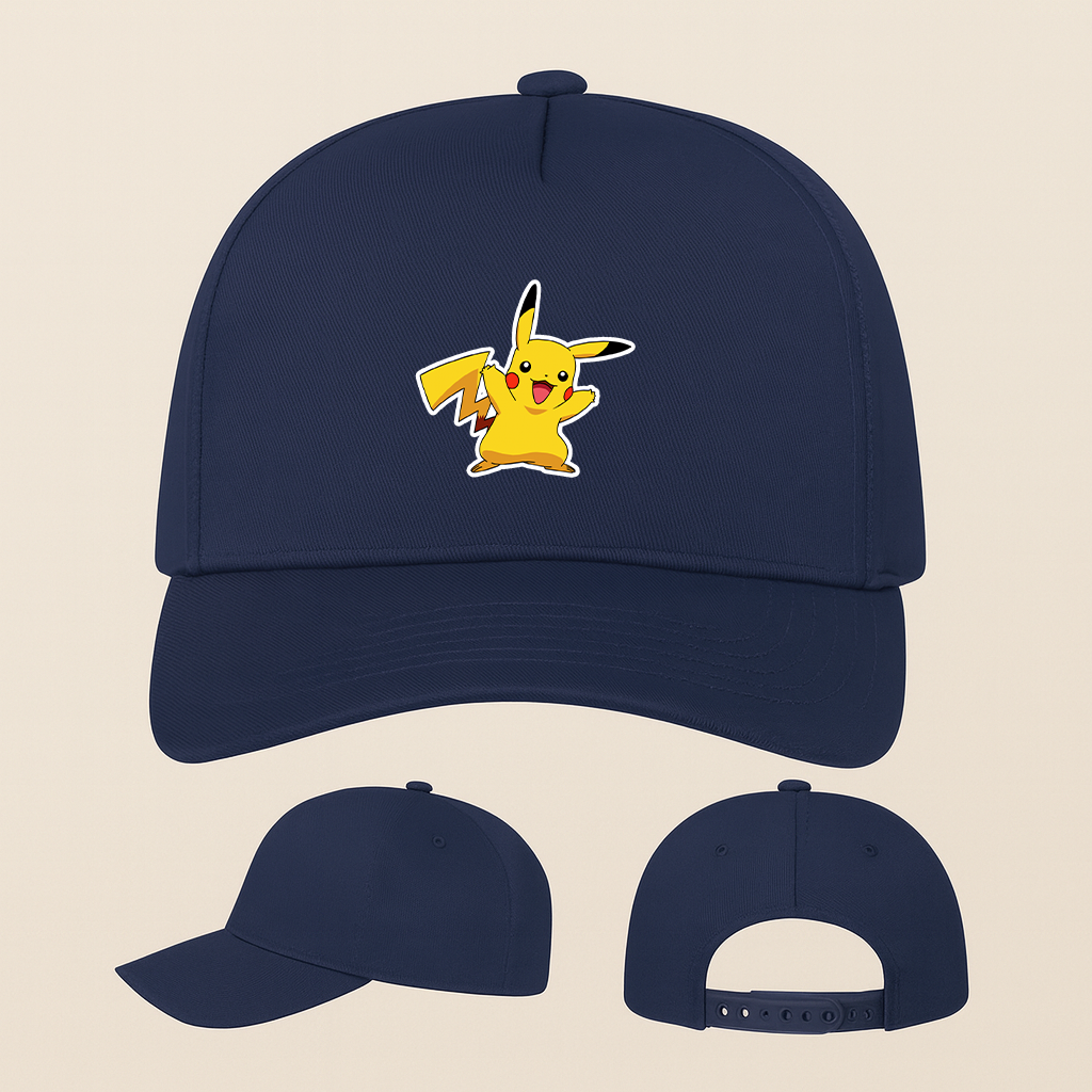 Pikachu Cartoon Five Panel Twill Snapback Cap