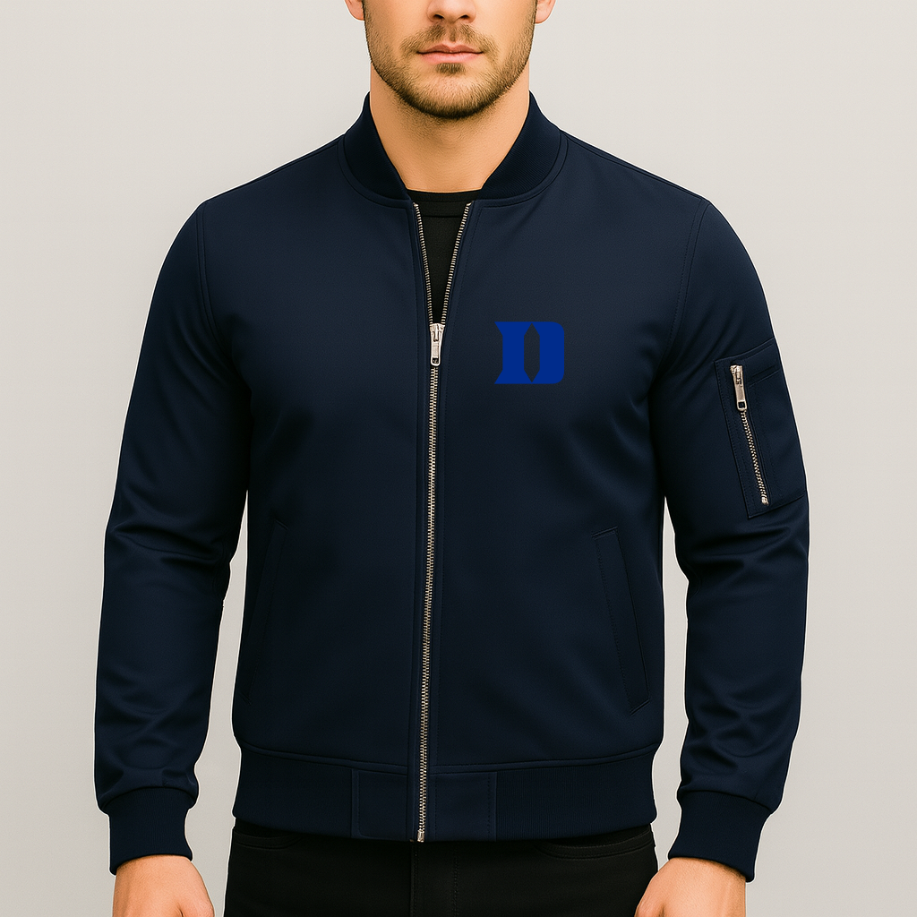 Men's Duke Blue Devils Logo Lightweight Bomber Jacket Windbreaker Softshell Varsity Jacket Coat