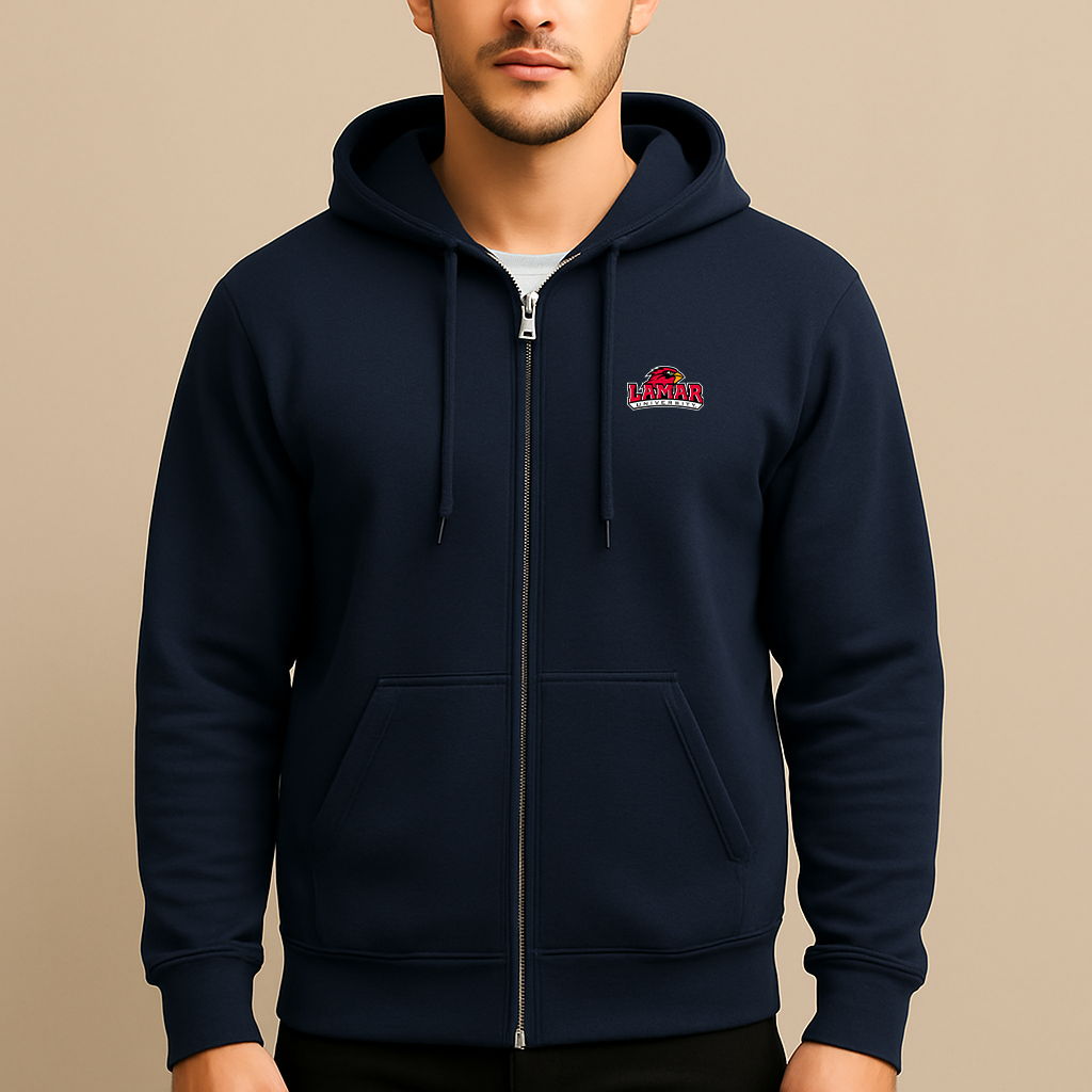 Men's Lamar Cardinals Logo Zipper Hoodie