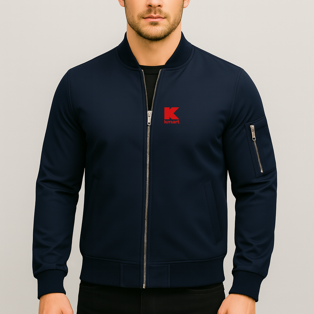 Men's Kmart Logo Lightweight Bomber Jacket Windbreaker Softshell Varsity Jacket Coat