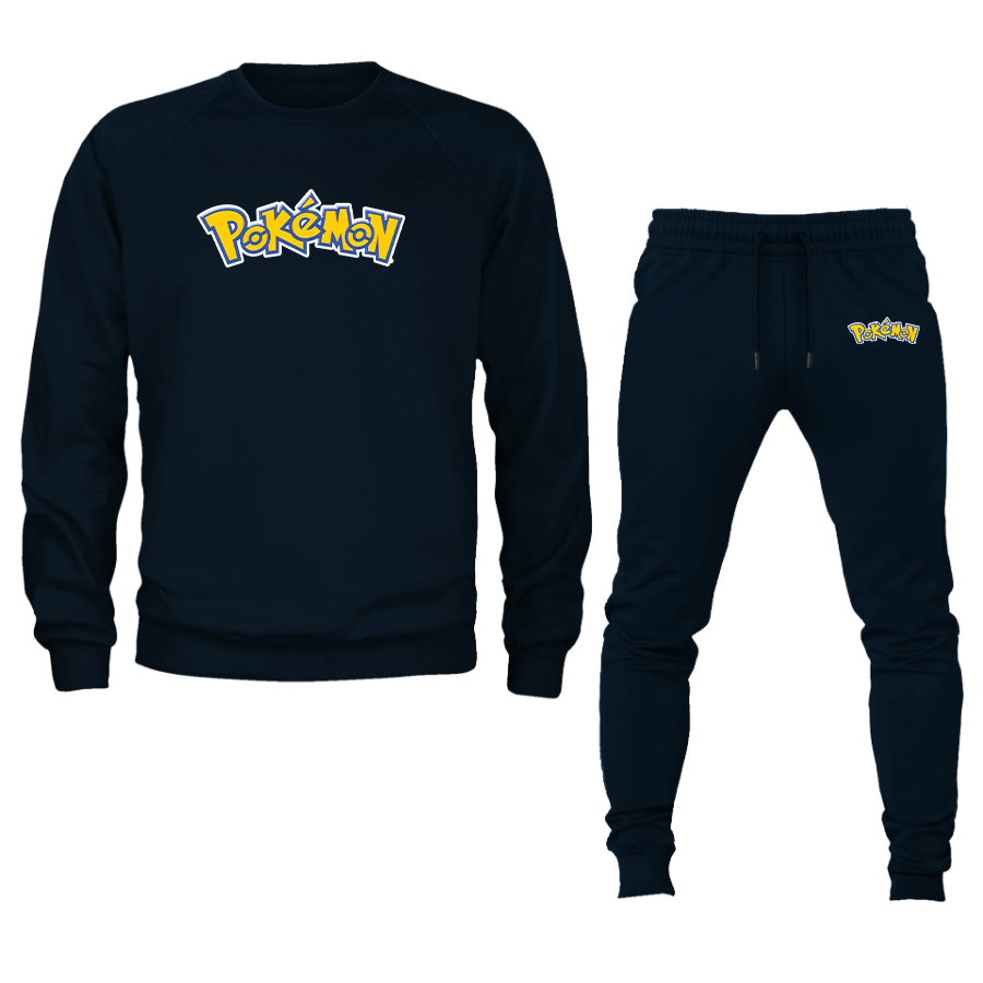 Men's Pokemon Cartoon Crewneck Sweatshirt Joggers Suit