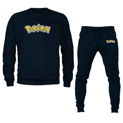 Men's Pokemon Cartoon Crewneck Sweatshirt Joggers Suit