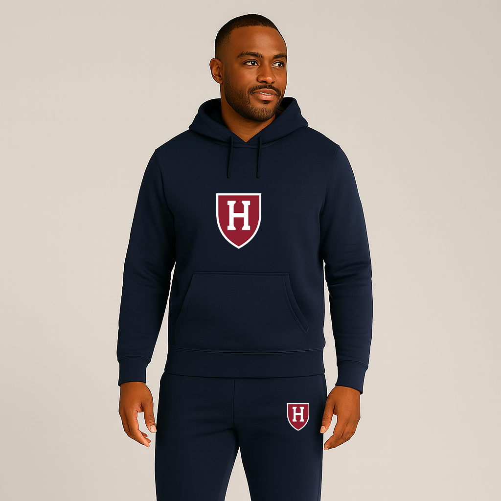 Men's Harvard Crimson Logo Hoodie Joggers Set