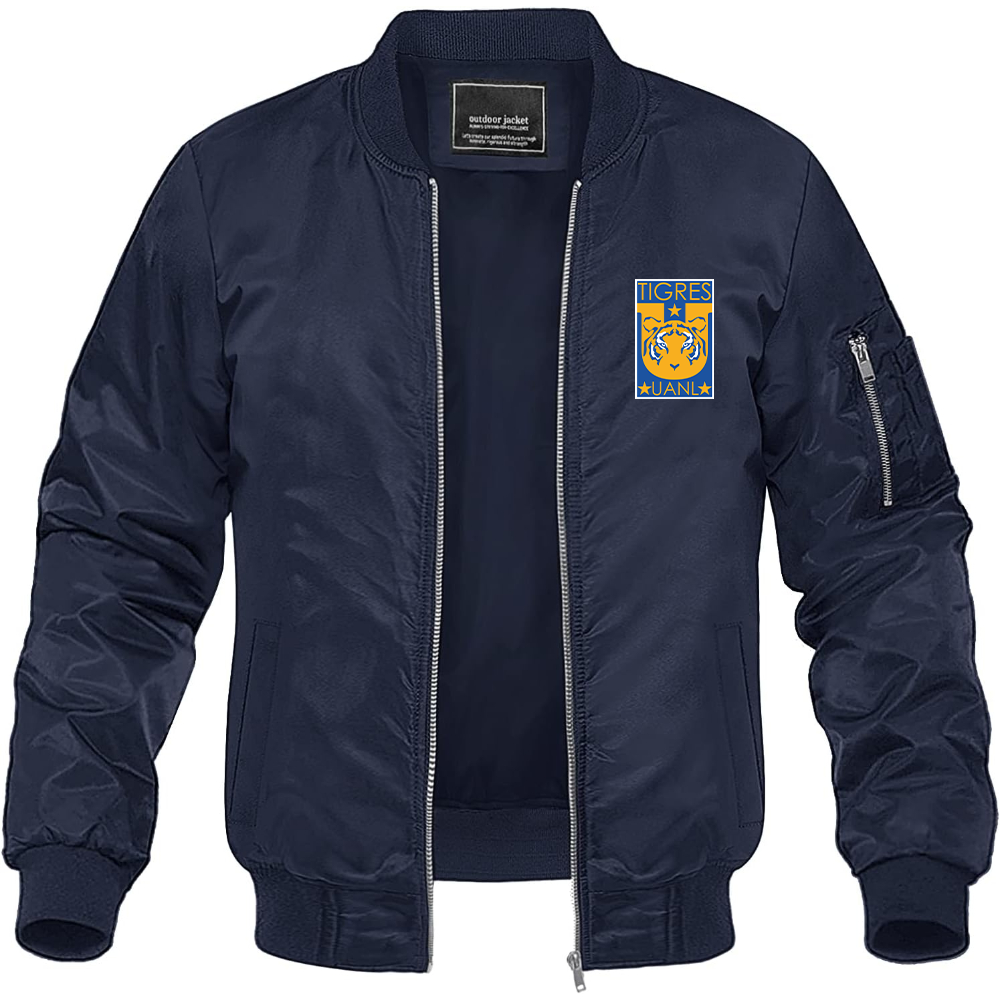 Men's Tigres UANL FC Lightweight Bomber Jacket Windbreaker Softshell Varsity Jacket Coat