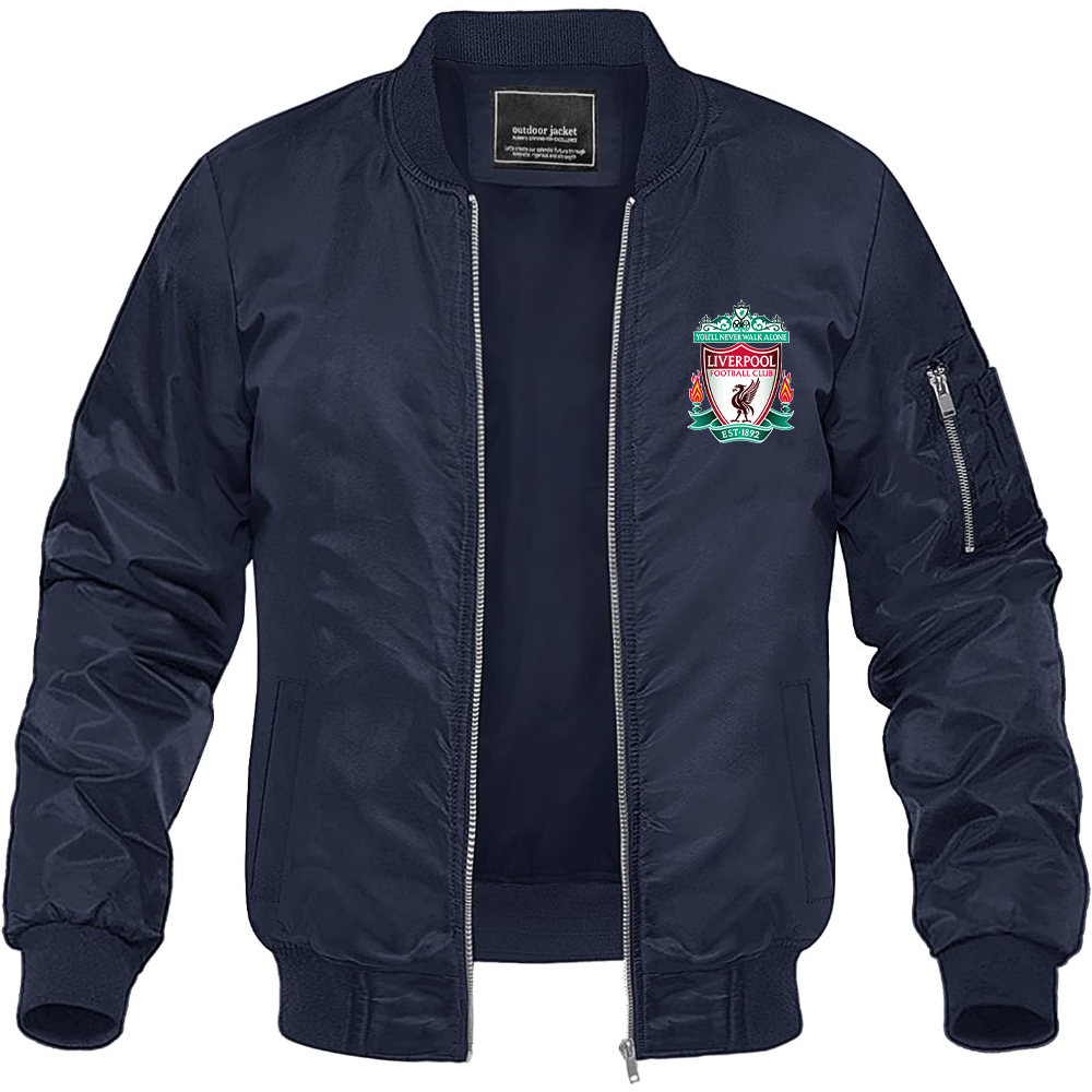 Men's Liverpool Football Club Est.1892 Lightweight Bomber Jacket Windbreaker Softshell Varsity Jacket Coat