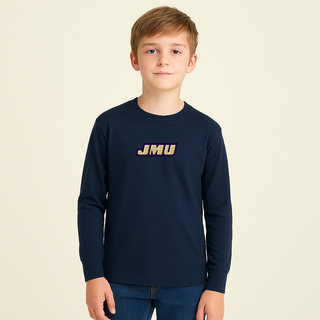 Youth James Madison Dukes Logo Cotton Long Sleeve T-Shirt
