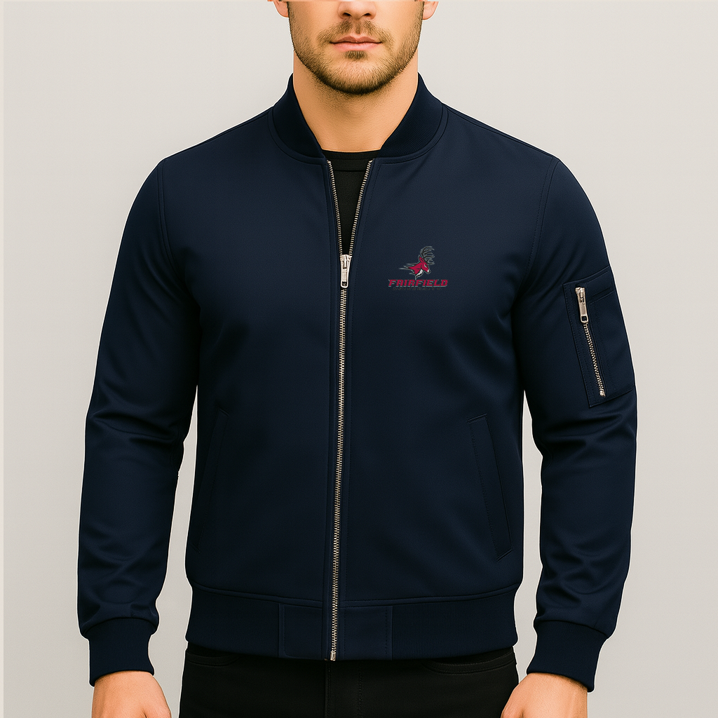 Men's Fairfield Stags Logo Lightweight Bomber Jacket Windbreaker Softshell Varsity Jacket Coat
