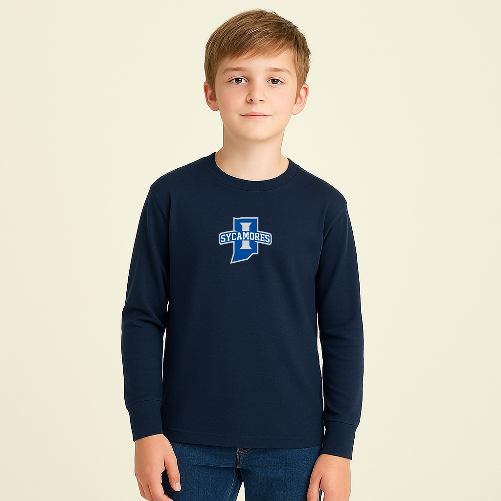 Youth Indiana State Sycamores Logo Cotton Long Sleeve T-Shirt