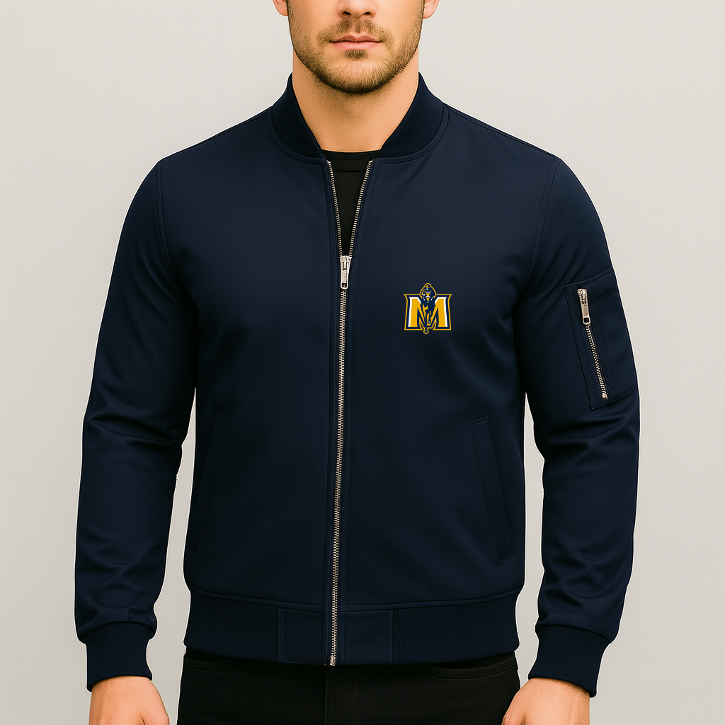 Men's Murray State Racers Logo Lightweight Bomber Jacket Windbreaker Softshell Varsity Jacket Coat