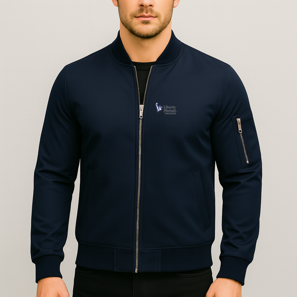 Men's Liberty Mutual Insurance Logo Lightweight Bomber Jacket Windbreaker Softshell Varsity Jacket Coat