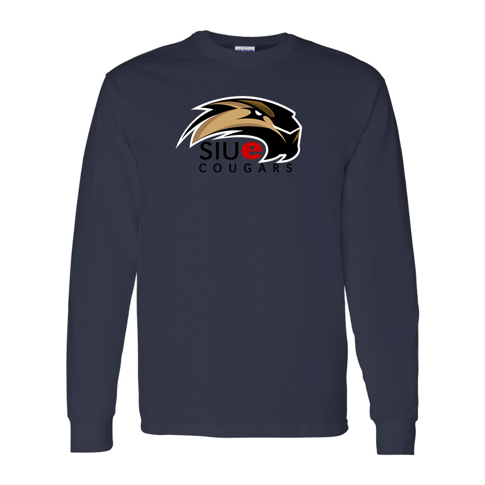 Men's SIU Edwardsville Cougars Logo Gildan Heavy Cotton Long Sleeve T-Shirt