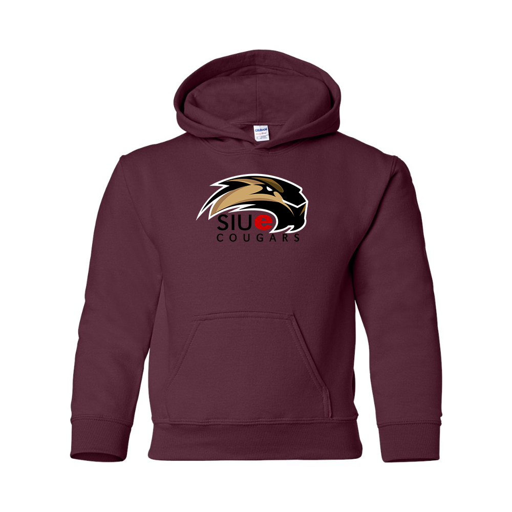 Youth SIU Edwardsville Cougars Logo Gildan Heavy Blend  Hooded Sweatshirt
