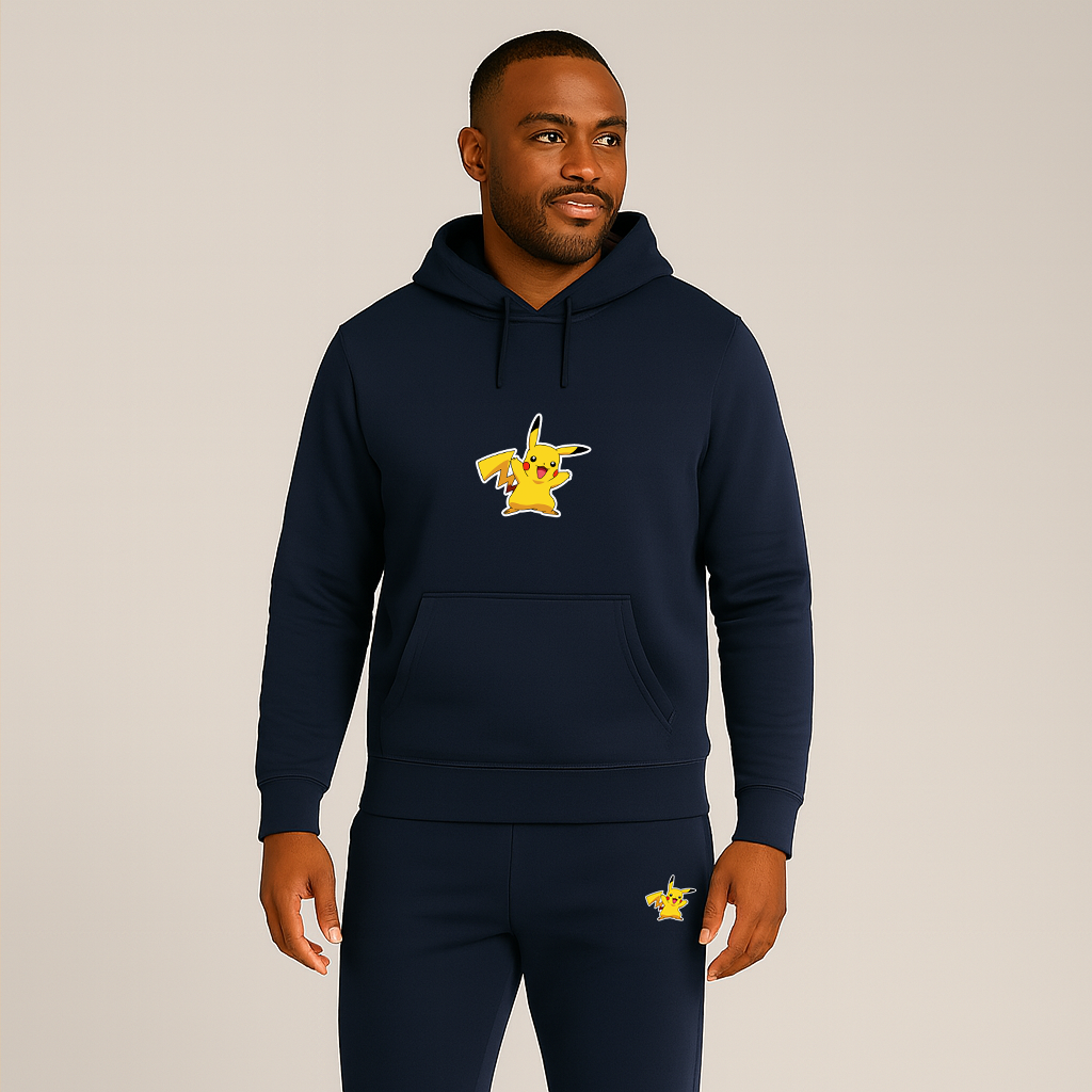 Men's Pikachu Cartoon Hoodie Joggers Set