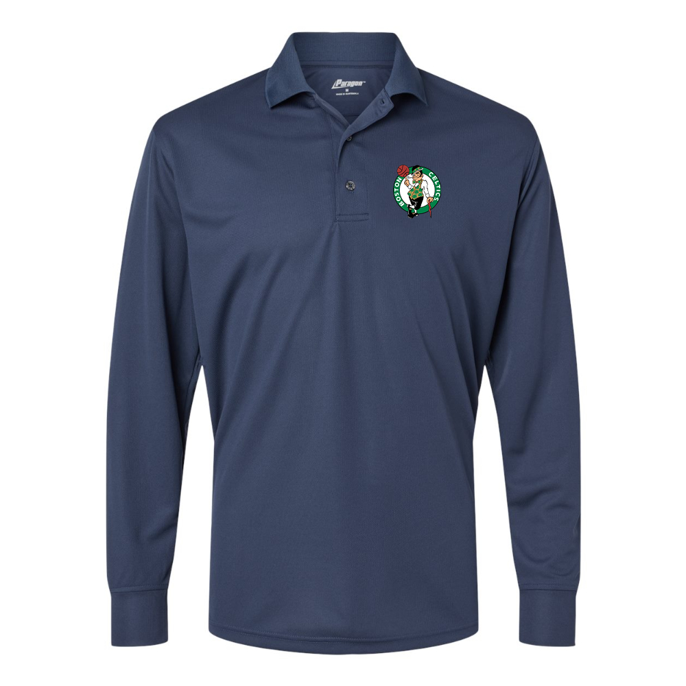 Men's Boston Celtics Logo Paragon Prescott Long Sleeve Polo