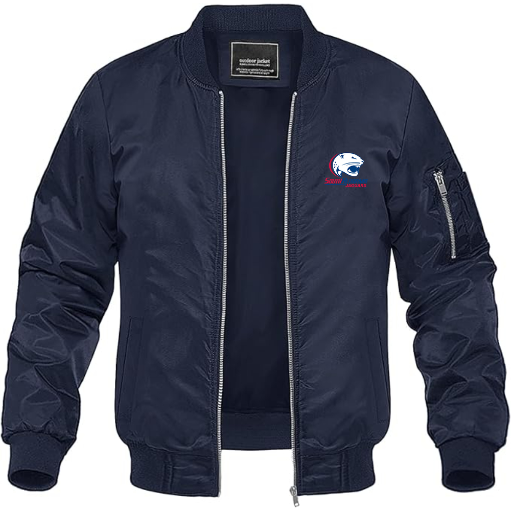 Men's South Alabama Jaguars Logo Lightweight Bomber Jacket Windbreaker Softshell Varsity Jacket Coat