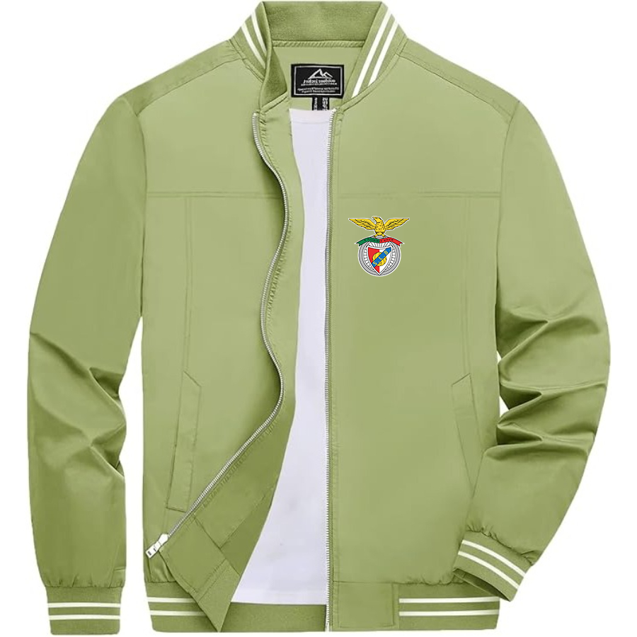 Men’s SL Benfica FC Lightweight Zip-Up Bomber Jacket with Ribbed Collar and Cuffs - Versatile Casual Outerwear