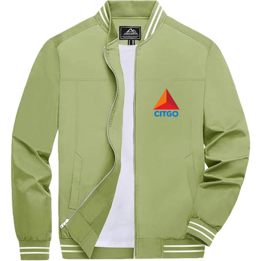 Men’s Citgo Gas Station _ Lightweight Zip-Up Bomber Jacket with Ribbed Collar and Cuffs