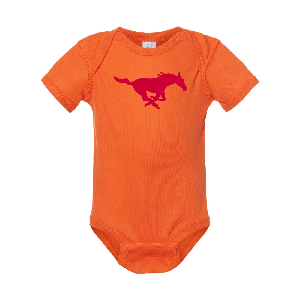 SMU Mustangs Logo Rabbit Skins Infant Baby Rib Bodysuit