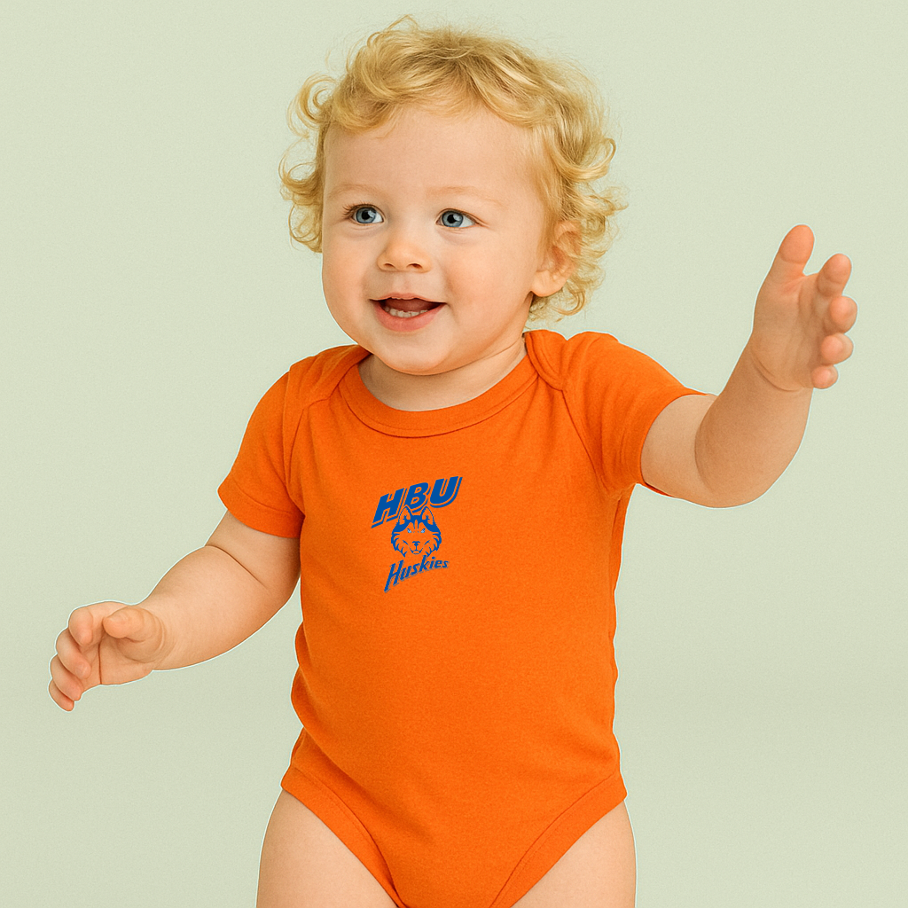 Houston Baptist Huskies Logo Baby Romper Onesie
