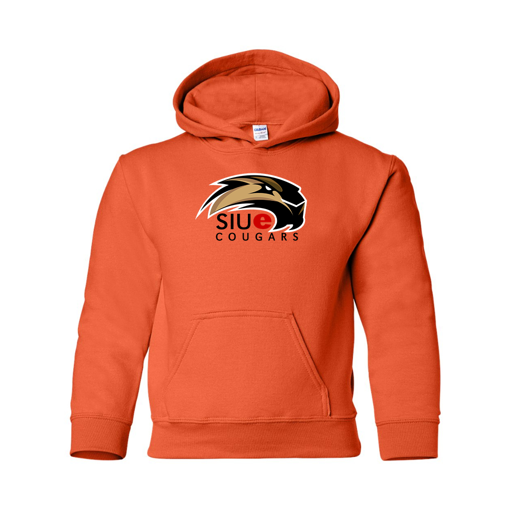 Youth SIU Edwardsville Cougars Logo Gildan Heavy Blend  Hooded Sweatshirt