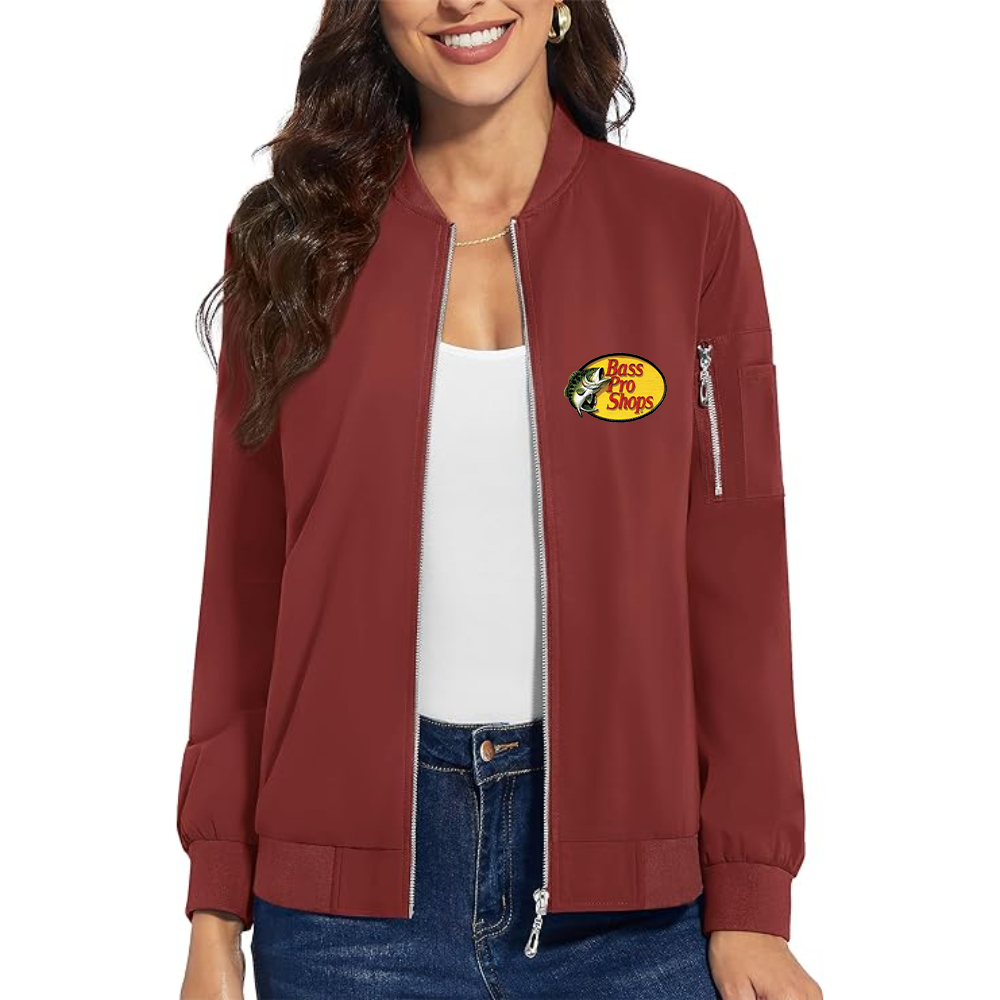 Women's Bass Pro Shops Logo  Premium Bomber Jacket with Polished Detailing and Functional Sleeve Pocket Modern Luxury Outerwear