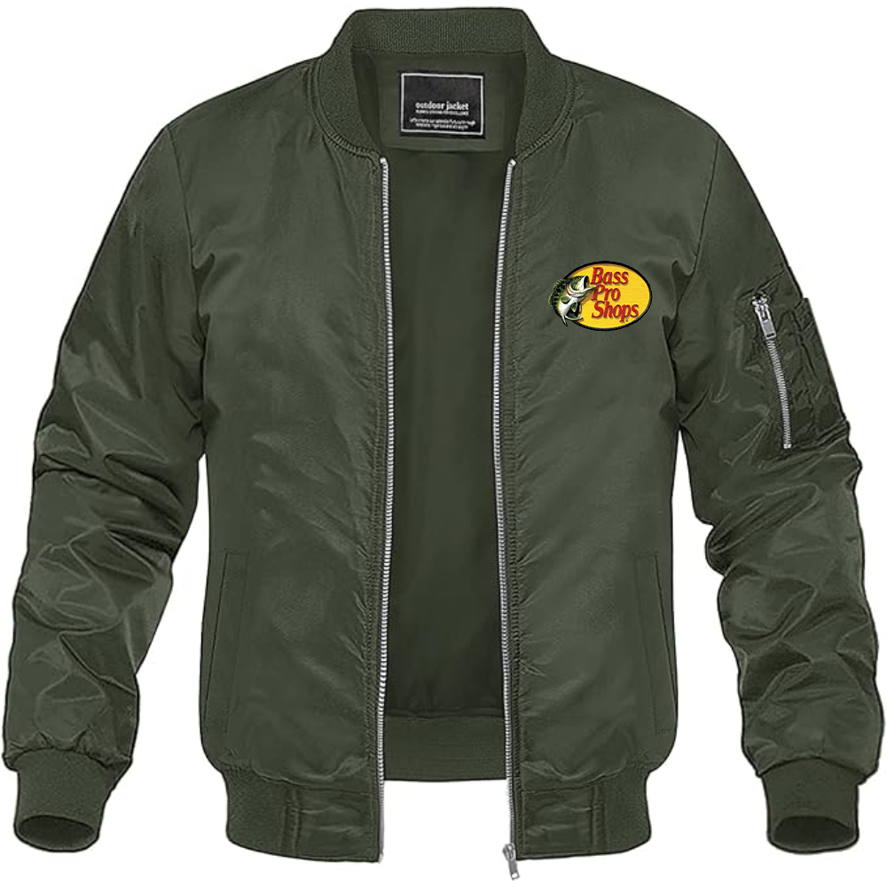 Men's Bass Pro Shops Logo Lightweight Bomber Jacket Windbreaker Softshell Varsity Jacket Coat