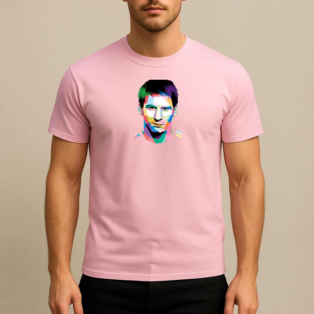 Men's Lionel Messi Face Art Sports Cotton T-Shirt
