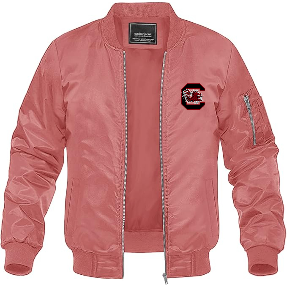 Men's South Carolina Gamecocks Logo Lightweight Bomber Jacket Windbreaker Softshell Varsity Jacket Coat
