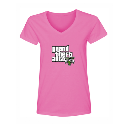 Women's GTA 5 Grand Theft Auto V V-Neck T-Shirt Game