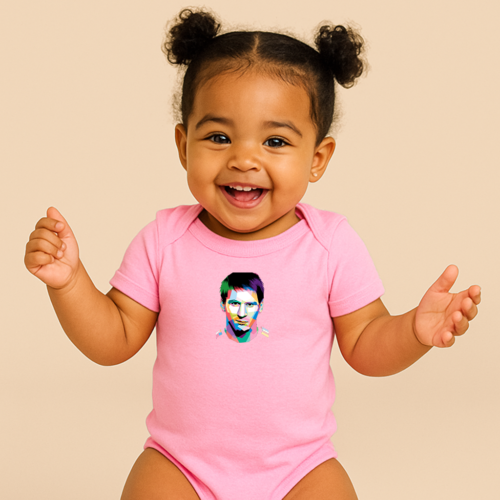 Lionel Messi Face Art Sports Baby Romper Onesie