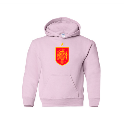 Youth Kids Spain Red Logo National Soccer Team Pullover Hoodie