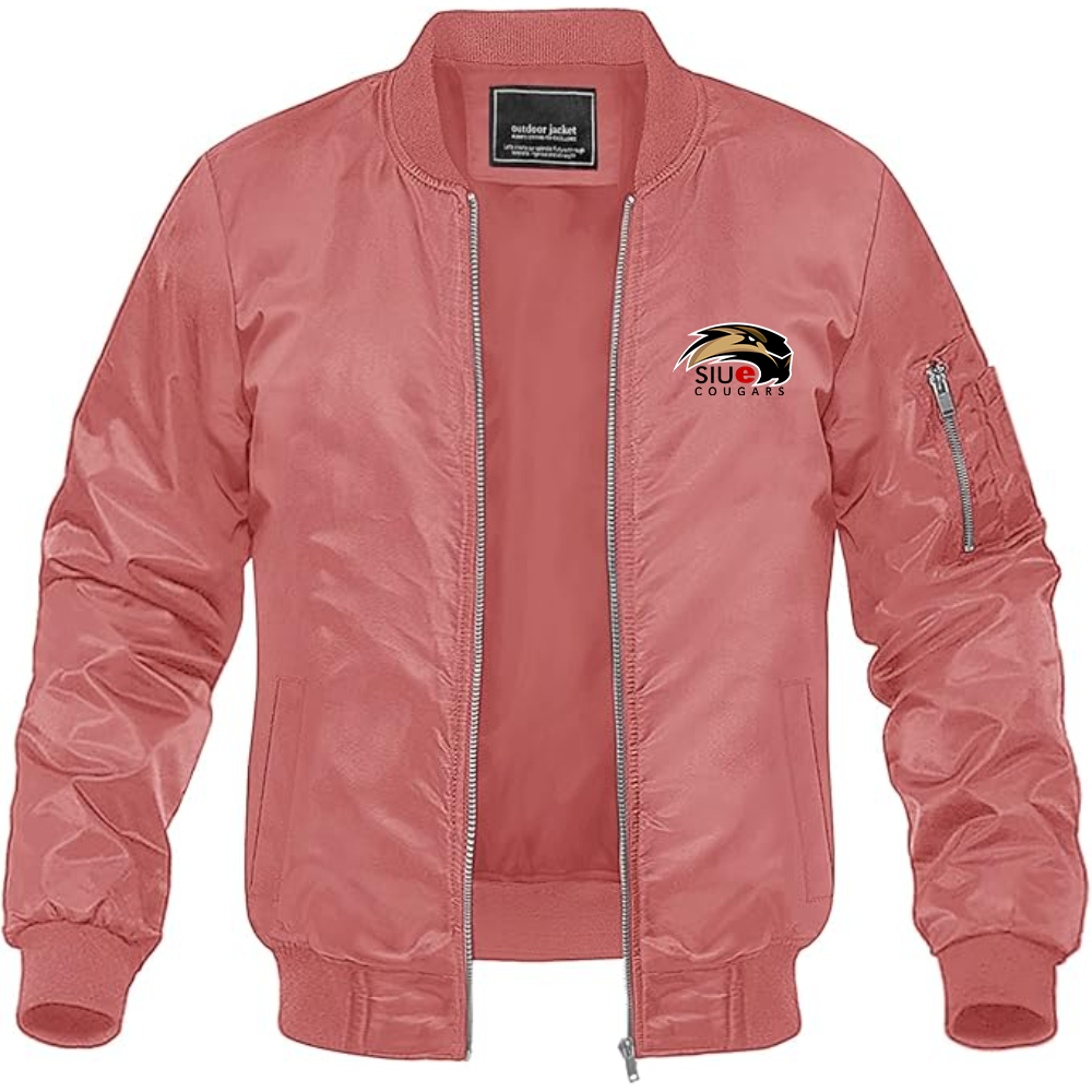 Men's SIU Edwardsville Cougars Logo Lightweight Bomber Jacket Windbreaker Softshell Varsity Jacket Coat