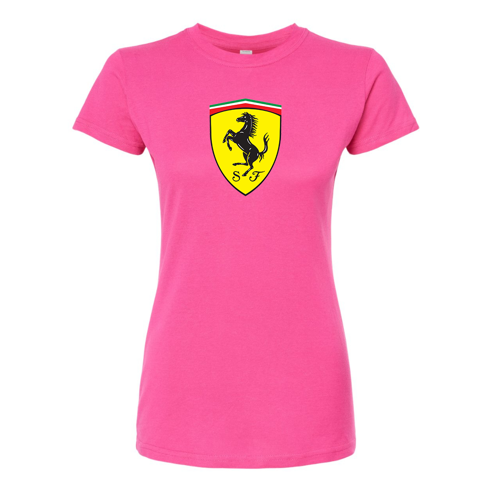 Women’s Ferrari Motorsport Car Round Neck T-Shirt