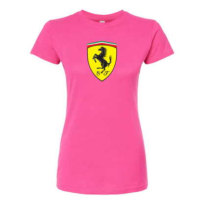 Women’s Ferrari Motorsport Car Round Neck T-Shirt