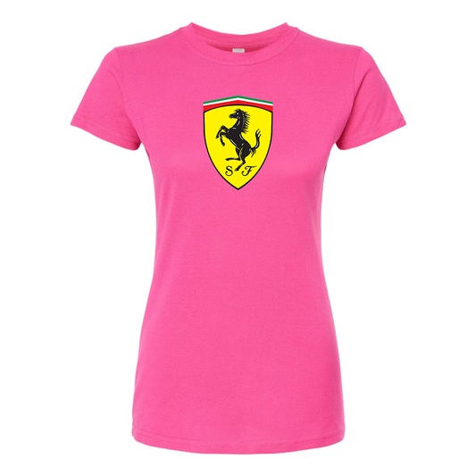 Women’s Ferrari Motorsport Car Round Neck T-Shirt