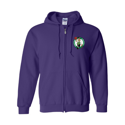 Men's Boston Celtics Logo Gildan  Heavy Blend Full Zip Hooded Sweatshirt